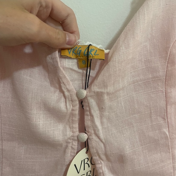 VRG GRL LOVE LANGUAGE BUTTON FRONT TOP BLUSH - Picture 5 of 6